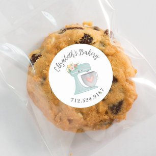 Adesivo Redondo Misturador de Bolo Cónico Panificação de Negócios 