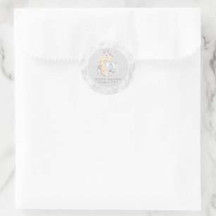 Adesivo Redondo Misturador De Bolo Padaria Floral Mármore Cinza Aq