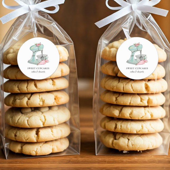 Adesivo Redondo Misturador de bolos de aquarela (Criador carregado)