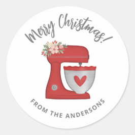 Adesivo Redondo Misturador de bolos de férias de Natal vermelho, b