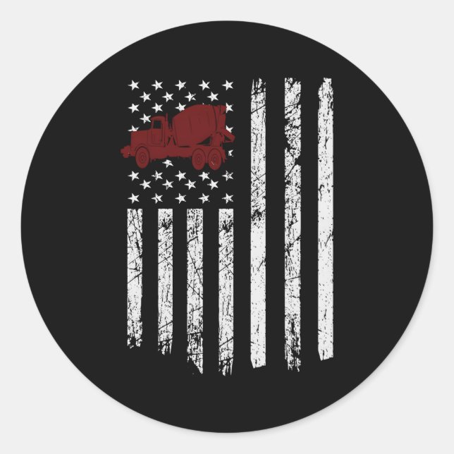 Adesivo Redondo Misturador de Concreto Bandeira Americana Caminhão (Frente)