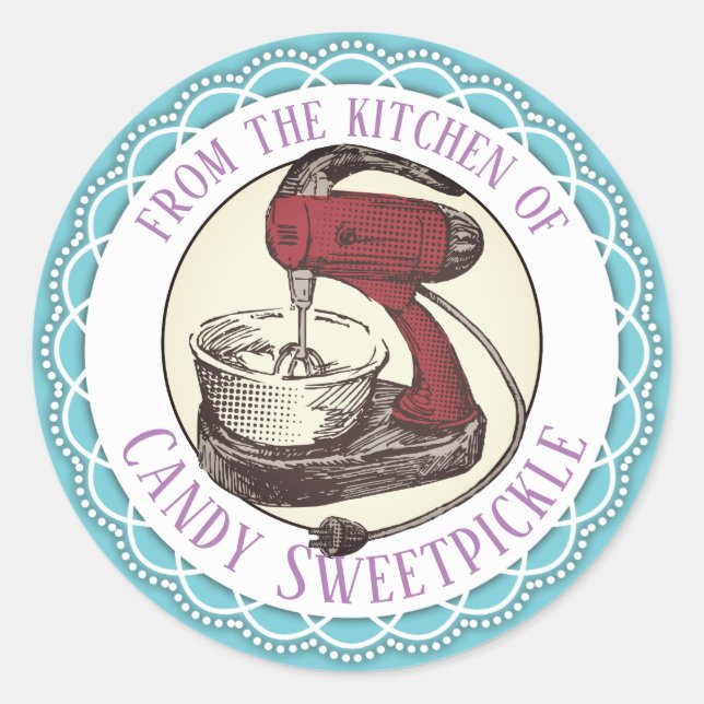 Adesivo Redondo Misturador vermelho retrógrado da cozinha do adesi (Frente)