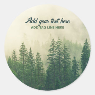 Adesivo Redondo Misty Pine Forest Trees - Proteção Personalizada