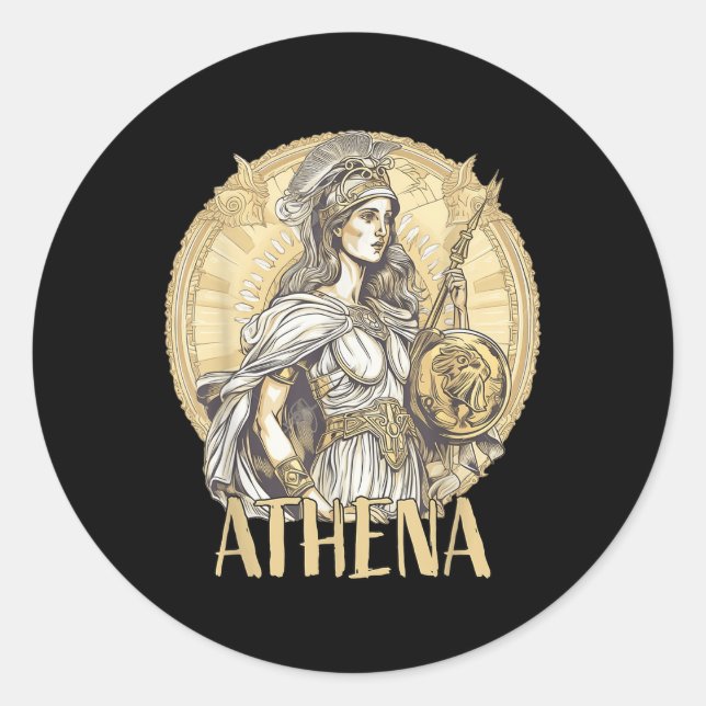 Adesivo Redondo Mitologia Grega - Athena A Deusa Da Sabedoria E (Frente)