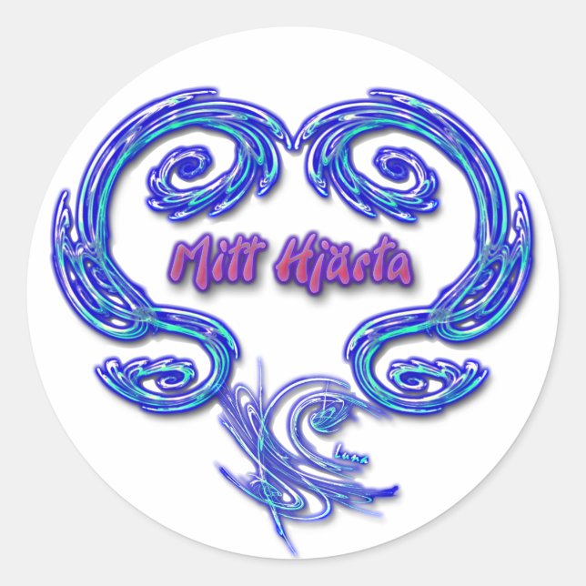Adesivo Redondo Mitt Hjarta Sticker (Sueco - branco) (Frente)