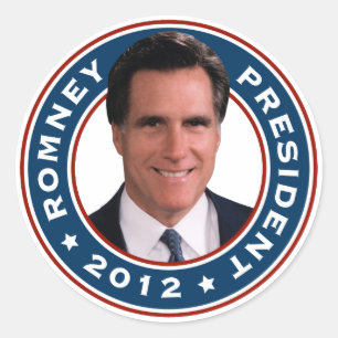 Adesivo Redondo Mitt Romney Presidente 2012