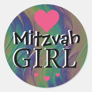 Adesivo Redondo Mitzvah Girl Rainbow Sticker
