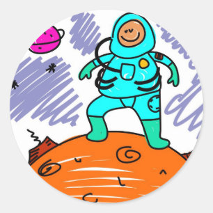 Adesivo Redondo Miúdo do astronauta