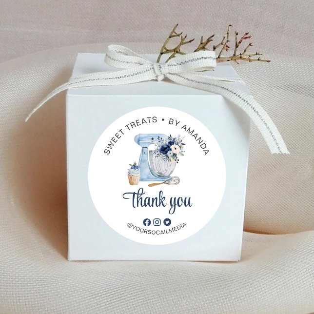 Adesivo Redondo Mixer Azul Obrigado (Criador carregado)