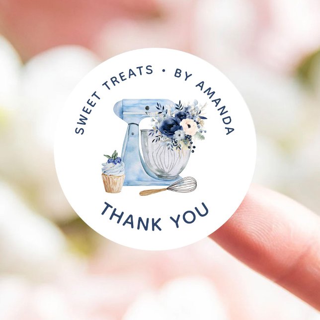 Adesivo Redondo Mixer Azul Obrigado (Criador carregado)