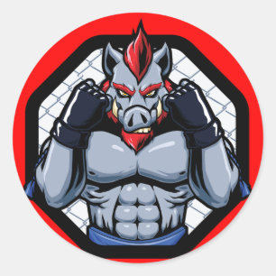 Adesivo Redondo MMA Mente Armário Misturado de Artes Marshais