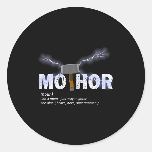 Adesivo Redondo Mo-thor como a maneira da mamãe mais poderosa dive (Frente)