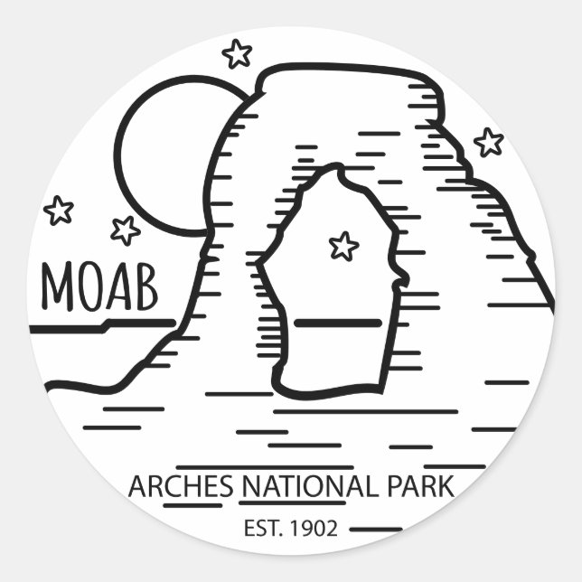 Adesivo Redondo Moab Arches National Park Utah Delicate Arch Retro (Frente)