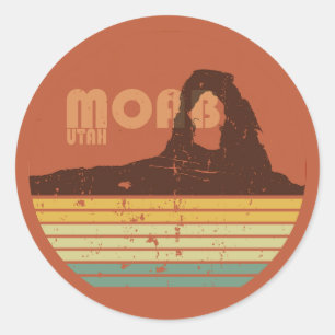 Adesivo Redondo Moab Utah vintage pôr do sol Arches Parque Naciona