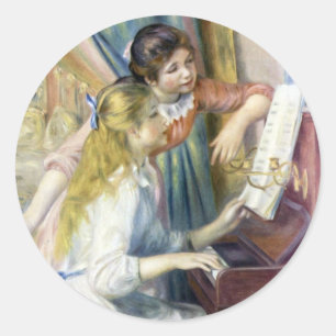 Adesivo Redondo Moças ao Piano por Pierre Renoir