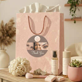 Adesivo Redondo Mocha Brown Script Logo Photo Lashes Thank You 