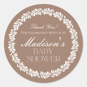 Adesivo Redondo Mocha Brown Talavera Chá de fraldas espanhol Fiest