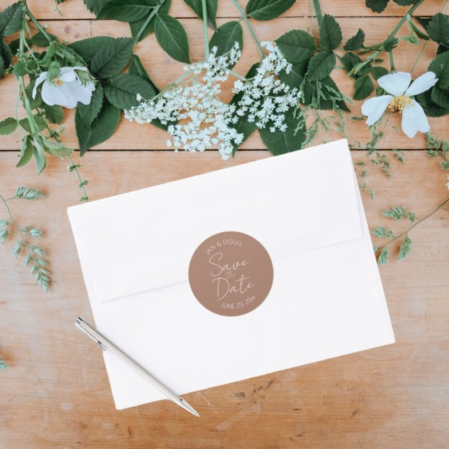 Adesivo Redondo Mocha Stylized Wedding Salvar Data (In Situ Wedding)