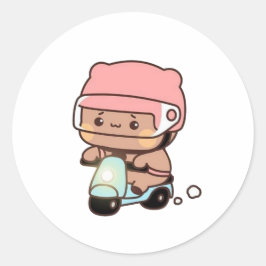 Adesivo Redondo Mochi Brownie Bear Bike