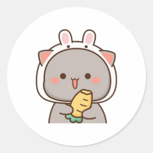 Adesivo Redondo Mochi Panda Bear Aproveitando o almoço