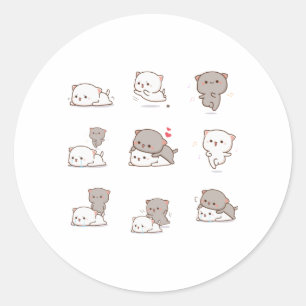 Adesivo Redondo Mochi Peach Cat Sticker Pack