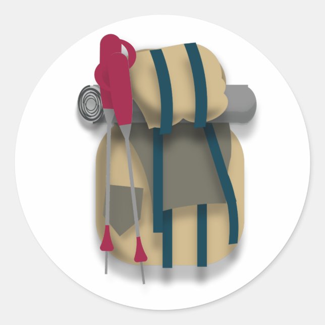 Adesivo Redondo Mochila de caminhada, colchetes e pontas para cami (Frente)