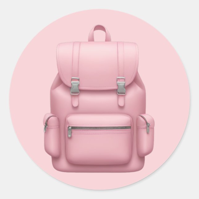 Adesivo Redondo Mochila rosa encantadora Emoji (Frente)