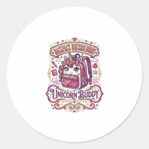 Adesivo Redondo Mochila Unicórnio Amigo Unicórnio Estilo Desenho d