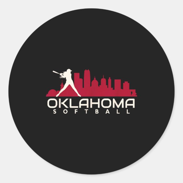 Adesivo Redondo mod cidade de softball Oklahoma  (Frente)