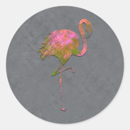 Adesivo Redondo Mod Colorido Verão Flamingo Chic Moderno Cinza