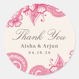 Adesivo Redondo Mod Mehandi Wedding Favor Stickers