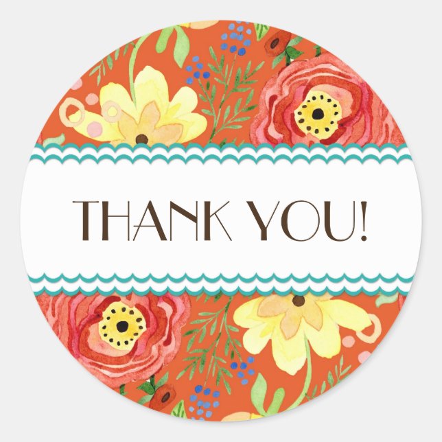 Adesivo Redondo Mod Modern Floral Ranunculus Folheto Rosa (Frente)