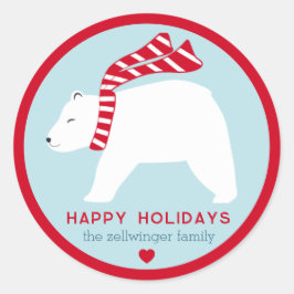 Adesivo Redondo mod polar bears- ice blue- round holiday stickers