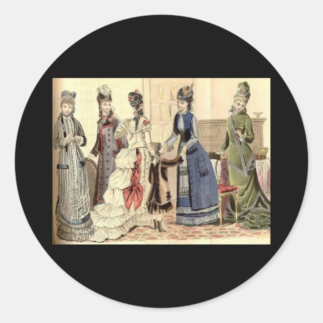 Adesivo Redondo Moda das Mulheres Vitorianas (Frente)