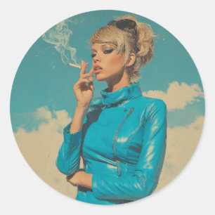 Adesivo Redondo Moda de Fumagem de Gelões Retro