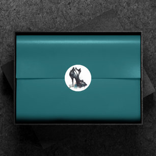 Adesivo Redondo Moda Gótica Stiletto Alto com Coletor de Teal