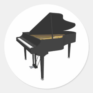 Adesivo Redondo  Modelo 3D:Grande Piano Preto: