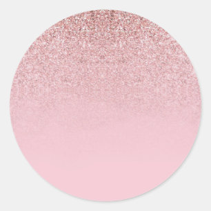 Adesivo Redondo Modelo Brilhante em Rose Gold com Texto Moderno