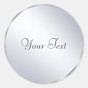 Adesivo Redondo Modelo de aparência metálica prateada Adicione seu