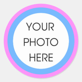 Adesivo Redondo Modelo de bordas cor-de-rosa e azuis