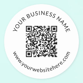 Adesivo Redondo Modelo de código QR carregado com texto editável