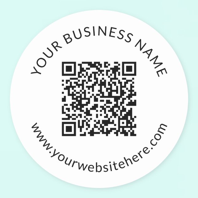 Adesivo Redondo Modelo de código QR carregado com texto editável (Criador carregado)