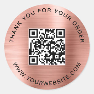 Adesivo Redondo Modelo de Código QR de Negócios Obrigado Rosa