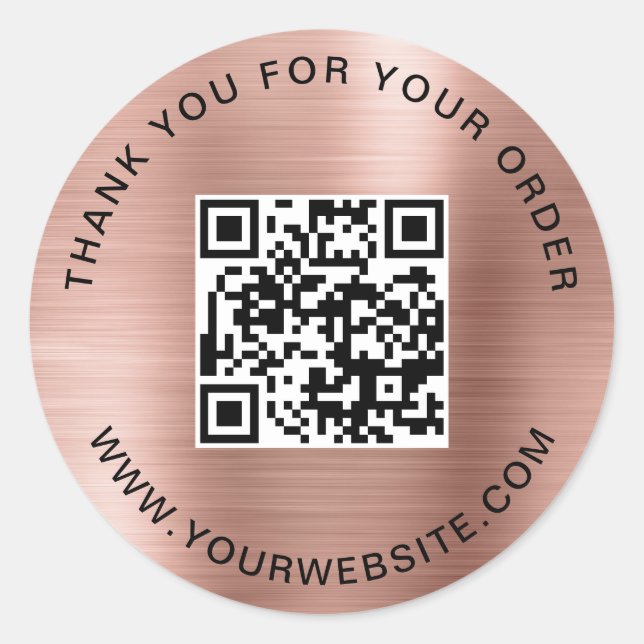 Adesivo Redondo Modelo de Código QR de Negócios Obrigado Rosa (Frente)