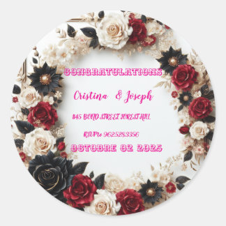 Adesivo Redondo Modelo de Convite de Casamento
