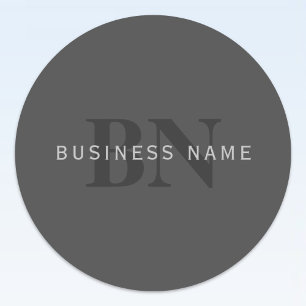 Adesivo Redondo Modelo de design de monograma editável cinza escur