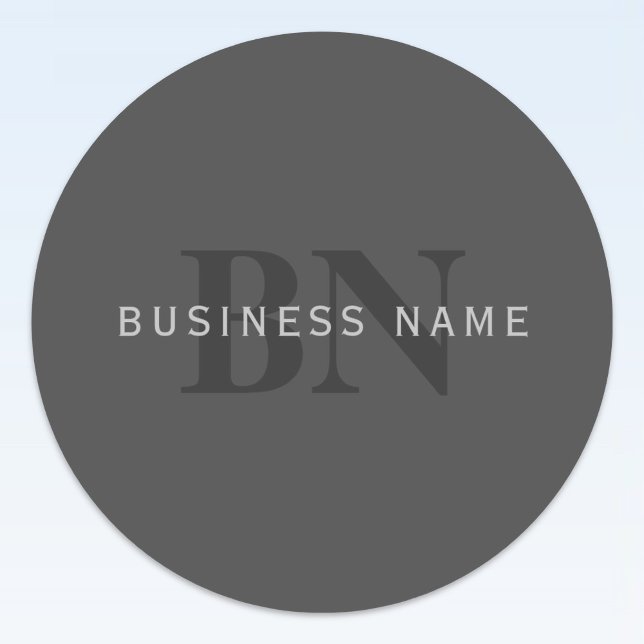 Adesivo Redondo Modelo de design de monograma editável cinza escur (Criador carregado)