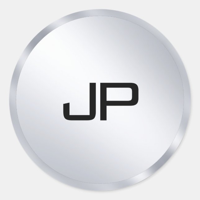 Adesivo Redondo Modelo de Elegante de aparência monocromática (Frente)