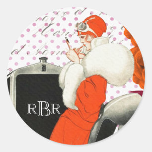 Adesivo Redondo modelo de forma parisiense chique dos anos 20 e