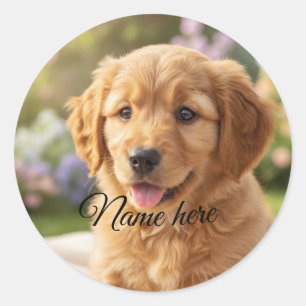 Adesivo Redondo Modelo de foto de nome de animal de estimação simp